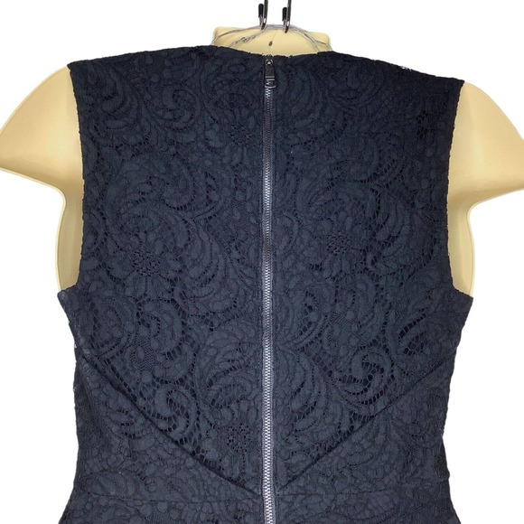 Burberry London Dress Womens 4 Black Lace Floral Fit Flare Sleeveless Pockets S - Picture 6 of 10